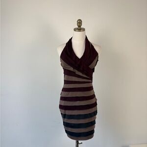 BCBG Multicolor Striped Halter Mini Dress